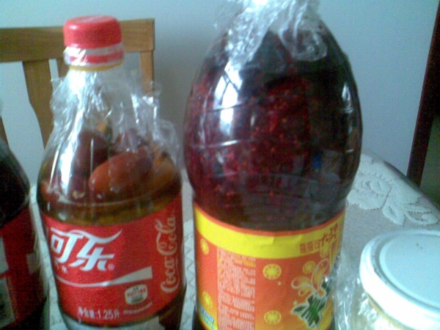 右边的是按环保酵素的做法做的桑葚酵素